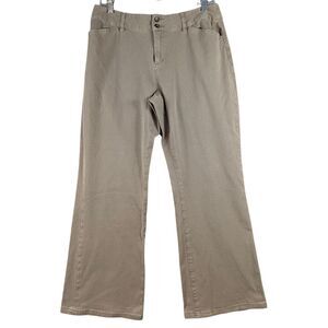 COLDWATER CREEK Pants Women's Petite 12 Khaki Tan Wide Leg Crop Casual‎ Stretch